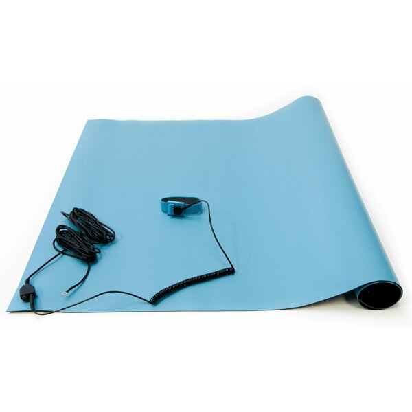 Bertech ESD Anti-Static High Temperature Table Mat Kit, 2 Ft. x 3 Ft., Blue 2059T-2x3BKT